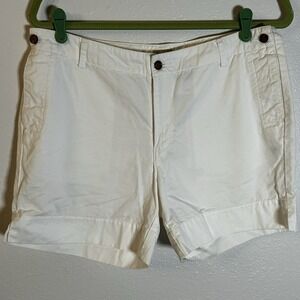 Eddie Bauer White Vashon Fit Flat Front Shorts Women's 10 Pockets 5" Inseam